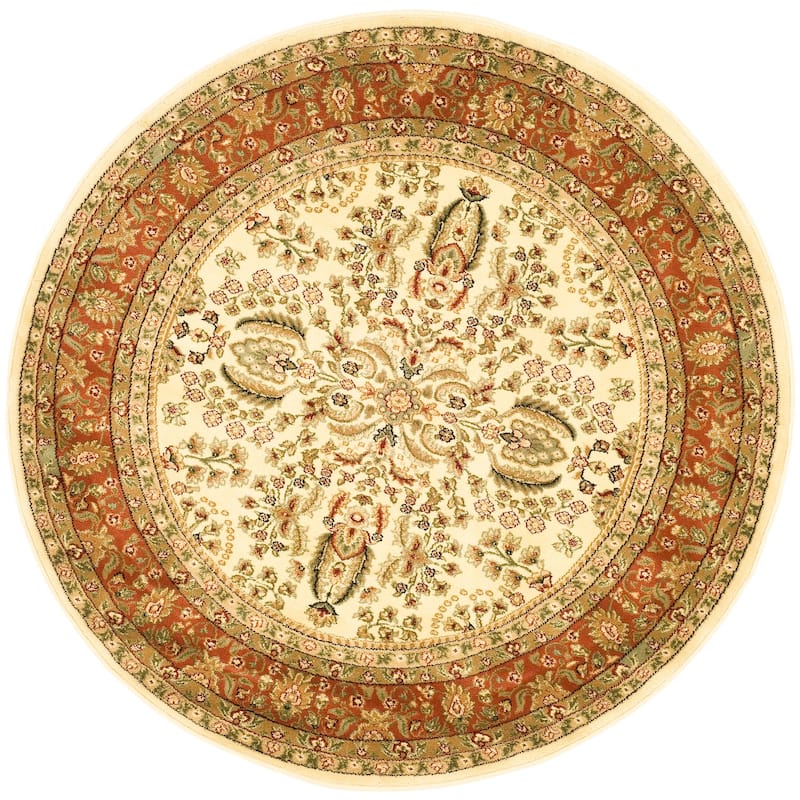 SAFAVIEH Lyndhurst Fulgencia Traditional Bordered Oriental Area Rug - 8' x 8' Round - Ivory/Rust