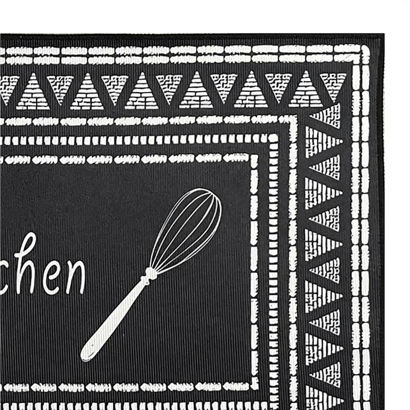 28" x 17" - Black White Modern Non-Slip Washable Low Pile Kitchen Mat - 28" x 17"