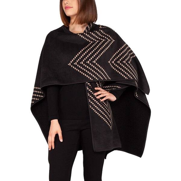 Ike Behar Women S Cozy Shawl Poncho Reversible Knit Cape Wrap One Size Overstock
