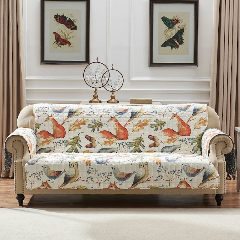 Porch & Den Morilon Forest Wildlife Reversible Sofa Protector - 127 x 77 inches