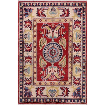 Southwestern Kazak Kaleb Red/Beige Wool Rug - 2'0'' x 3'0''