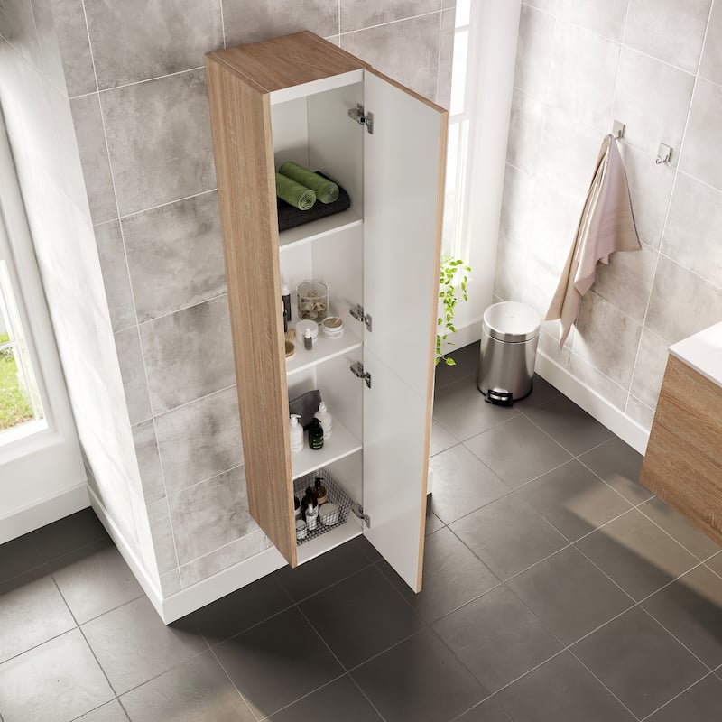 Eviva Joy 12"W x 10"D x 59"H Wall-Mounted Linen Cabinet