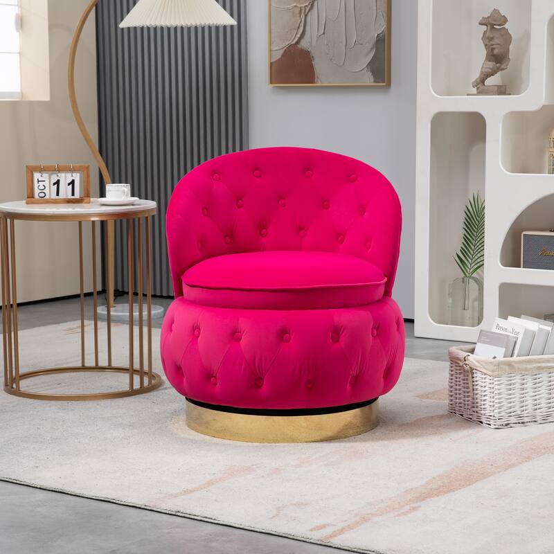 360 Degree Swivel Cuddle Barrel Accent Storage Chairs, Round Armchairs with Wide Upholstered, for Living Room