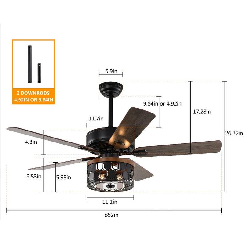 52'' Plywood blades ceiling fan with remote control for the living room ,bed room