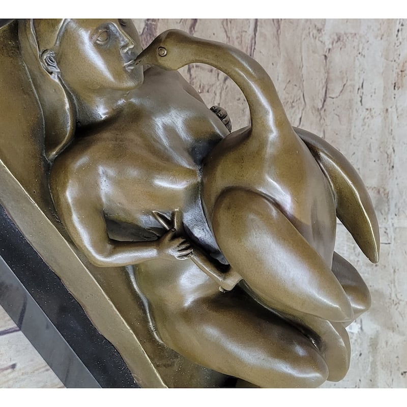 Leda And The Swan Zeus Modern Art Bronze Sculpture Statue By Fernando Botero 9 Inches X 15 Inches: