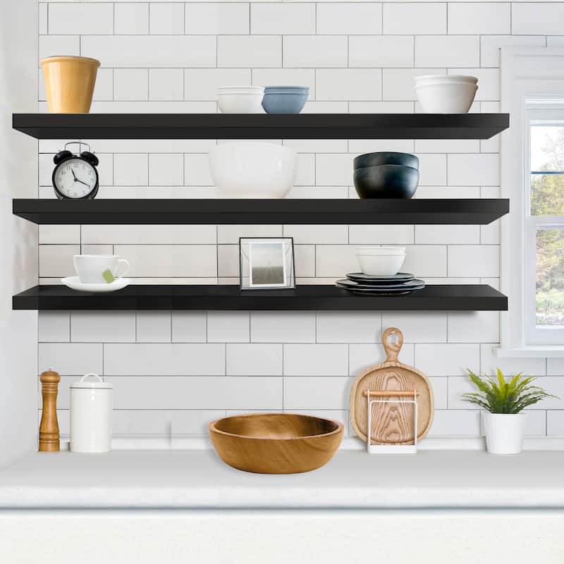 Sorbus Floating Shelves for Wall - 55 Inch Extra-Long Bathroom Shelves- Mounted Floating Shelf with Hidden Brackets (3 Pack)