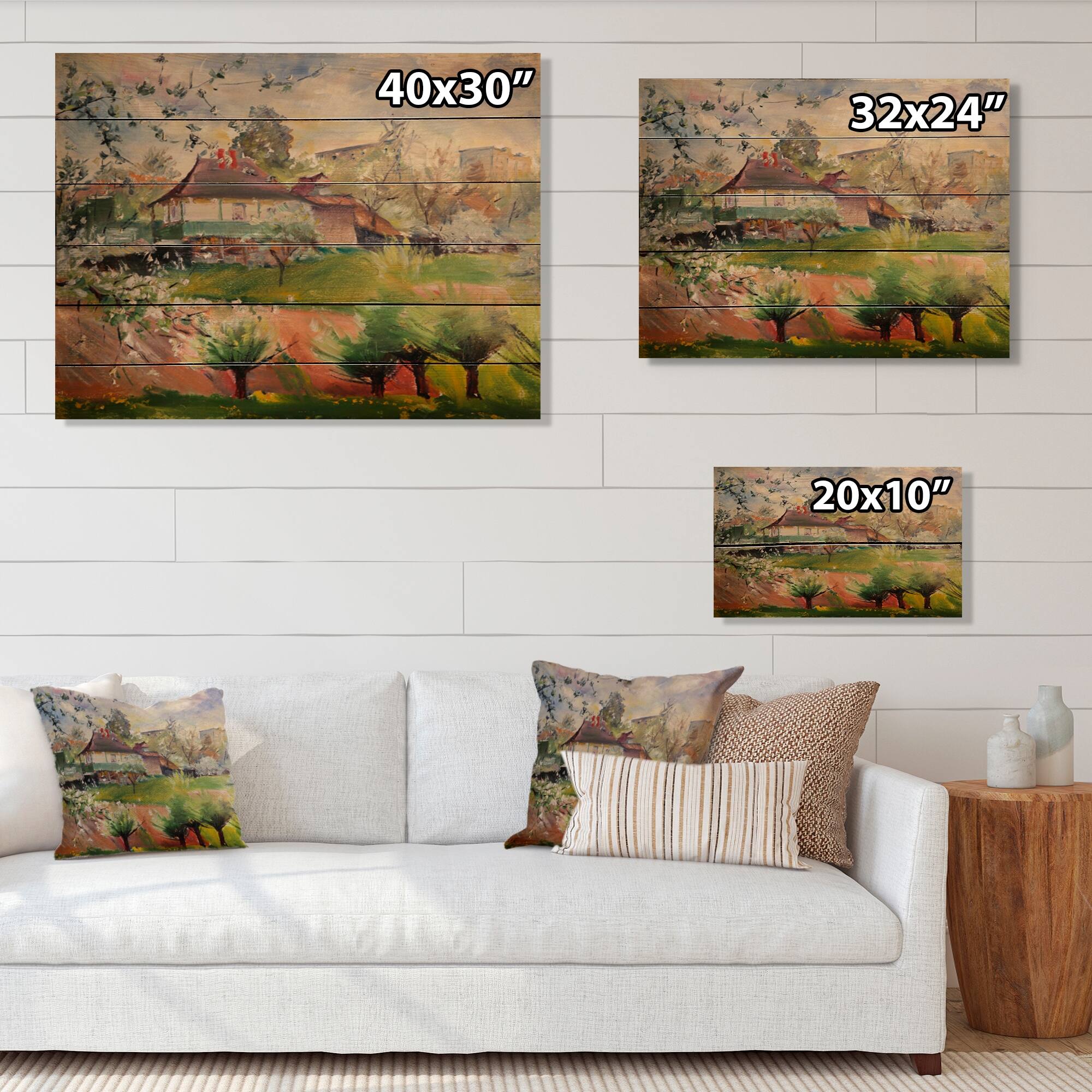 Designart 'Abstract House In Country' French Country Wood Wall Art