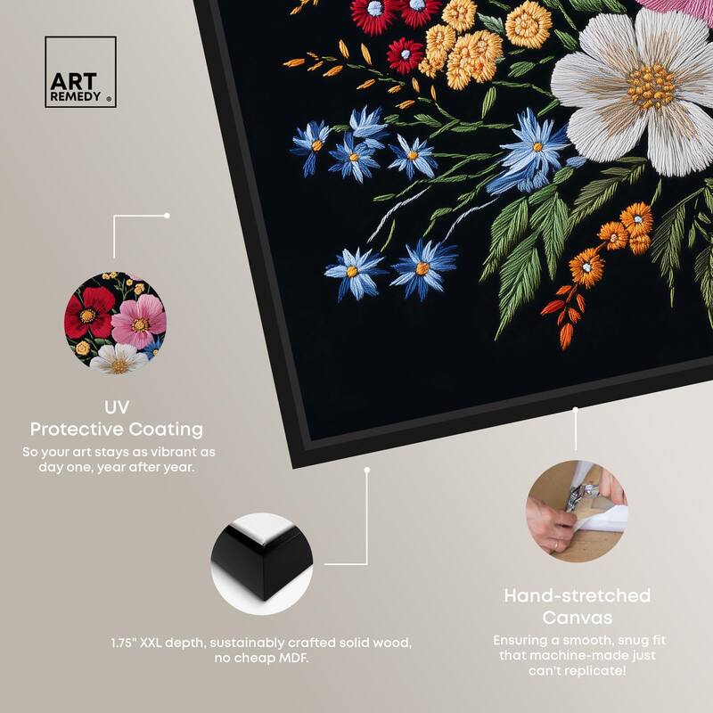 Midnight Wildflower Weave Canvas by Art Remedy