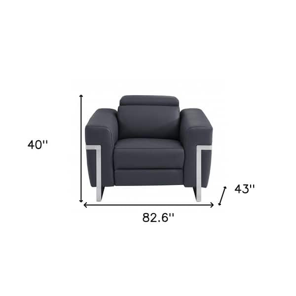 Three Piece Indoor Dark Gray Italian Leather Six Person Seating Set Three Piece Indoor Dark Gray Italian Leather Six Person Seating Set