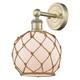 Option Antique Brass / White Glass with Brown Rope