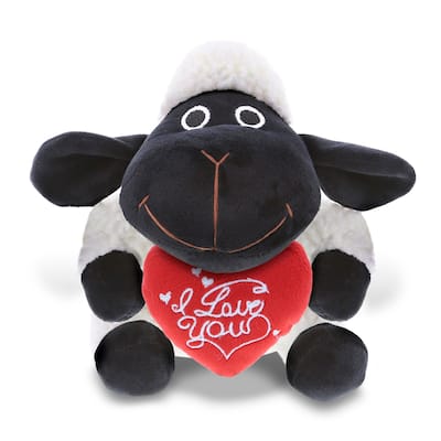 DolliBu I LOVE YOU Plush Black Nose Sheep – Stuffed Animal with Heart - 6 inches