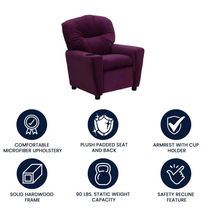 Contemporary Kids Recliner with Cup Holder