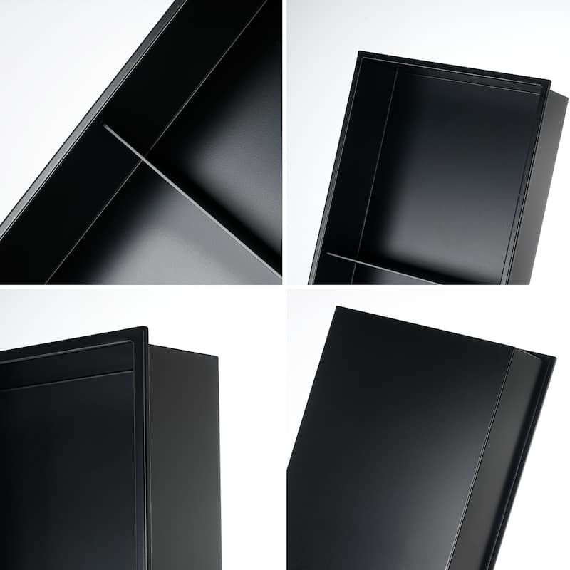 18 Gauge Stainless Steel Black/White Cream Layered Rectangular Recessed Shower Niche - 36"x12.6"