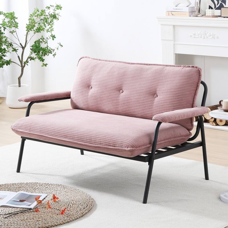 53-inch Pink Corduroy Sofa with Simple Modern Design and Stable Structure