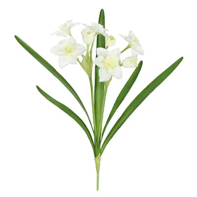 Set of 3 Cream White Artificial Daffodil Flower Stem Bush Bouquet 22in - 22" L x 8" W x 5" DP