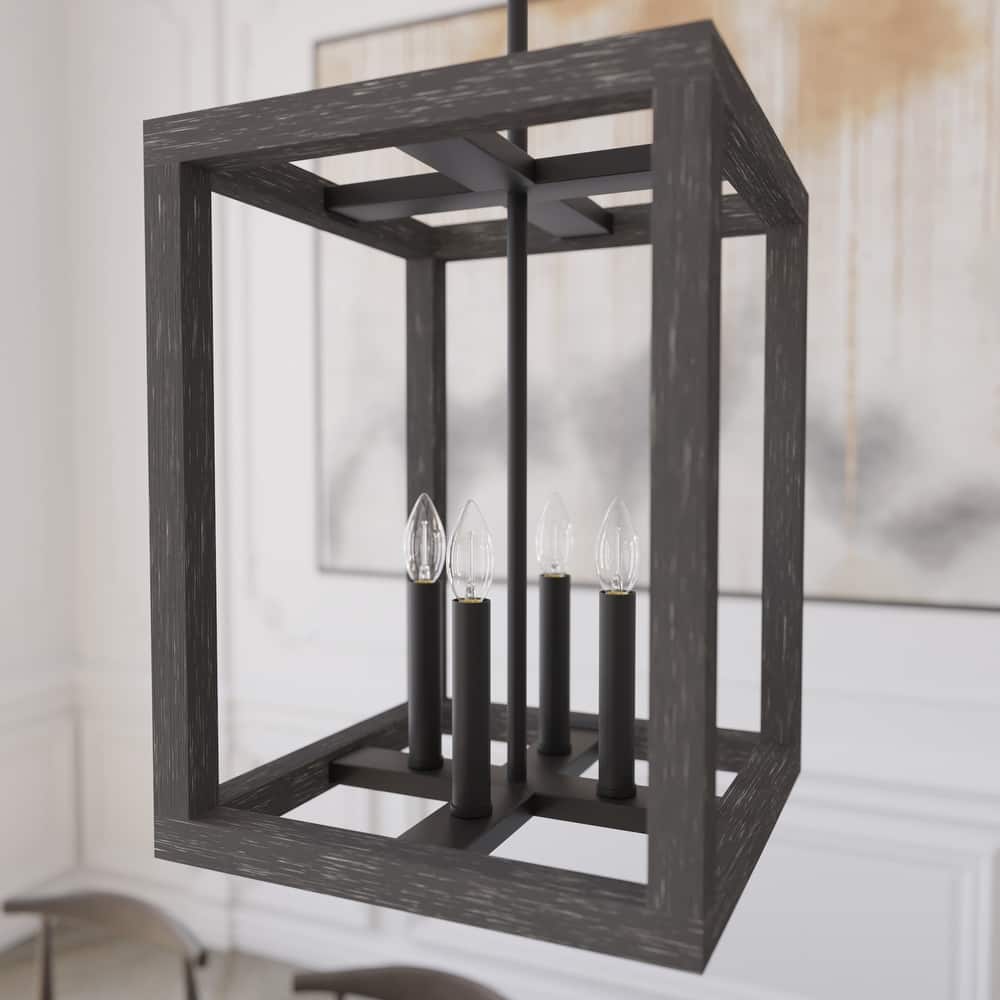 Hunter Squire Manor 12" 4-Light Pendant - Island, Dining Room, Entry - Modern Farmhouse, Transitional, Candle, Caged