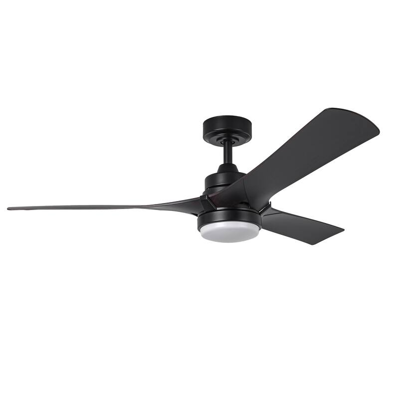 52" Modern Black Dimming LED Ceiling Fan with Light and Remote