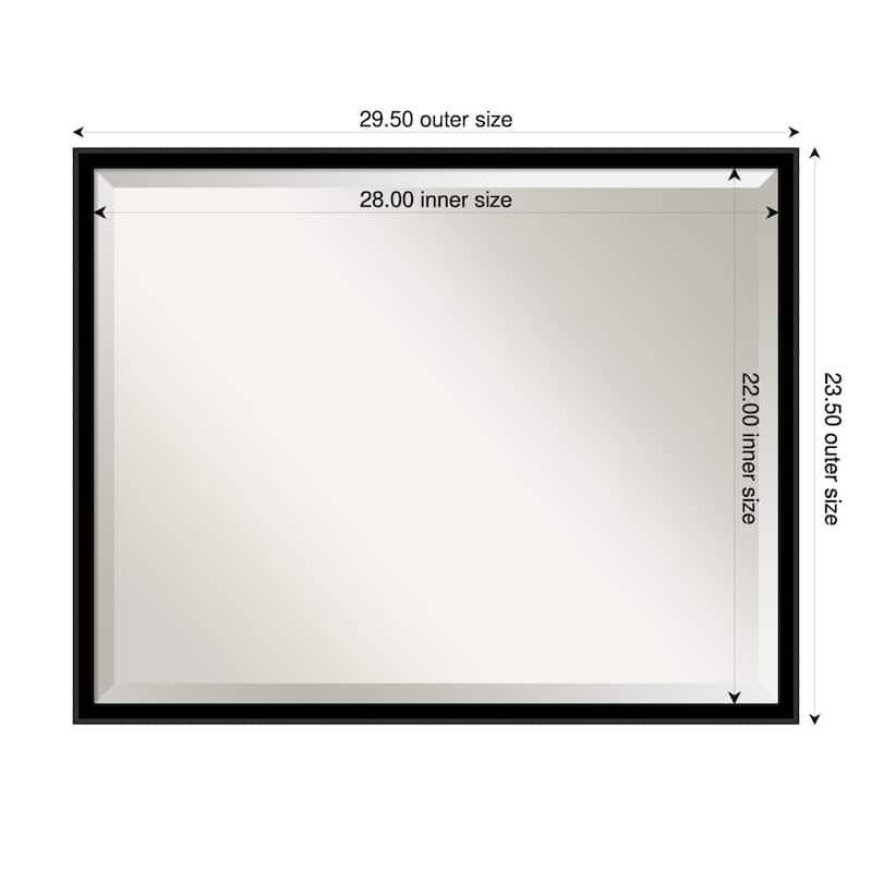 Incline Beveled Wood Framed Wall Mirror - 30 x 24 in - Incline Black