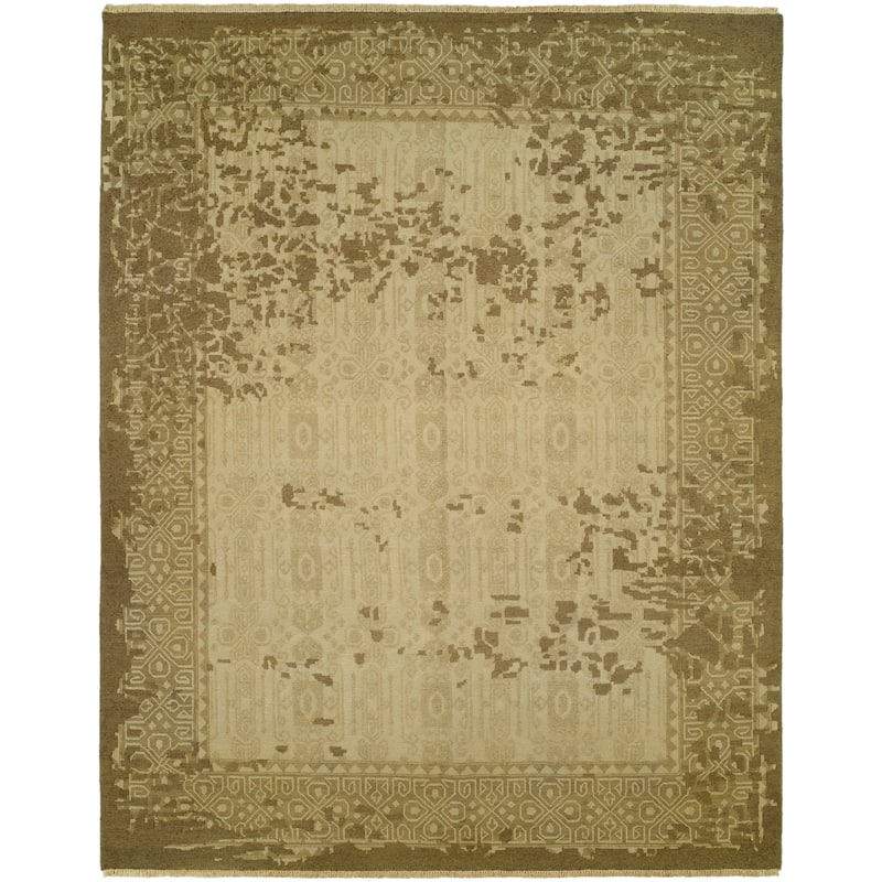 Modern Flatweave Wool Area Rug - 2' x 3' - Brown