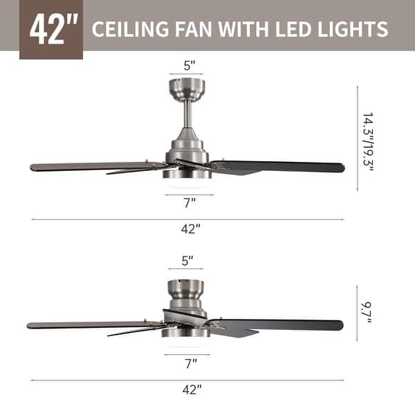 dimension image slide 15 of 20, Sofucor 42“/52"/60"/48" Noiseless Walnut Wood Ceiling Fan with Remote Control, Integrated Light Optional
