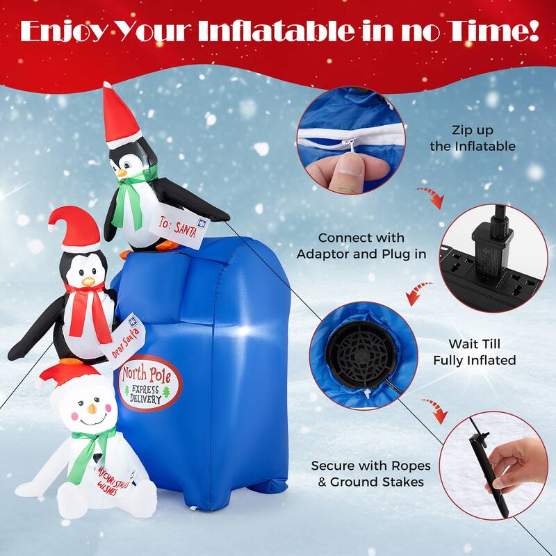 Gymax 6 Ft Christmas Blow up Pre-Lit Letters to Santa Mailbox w/ - See Details