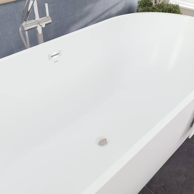 Eviva Opal Glossy White Acrylic Oval Freestanding Bathtub