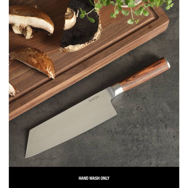 Babish High Carbon 1.4116 German Steel Full Tang 7.5-Inch Clef Knife Chef & Cleaver Hybrid for Chopping, Slicing & Prep