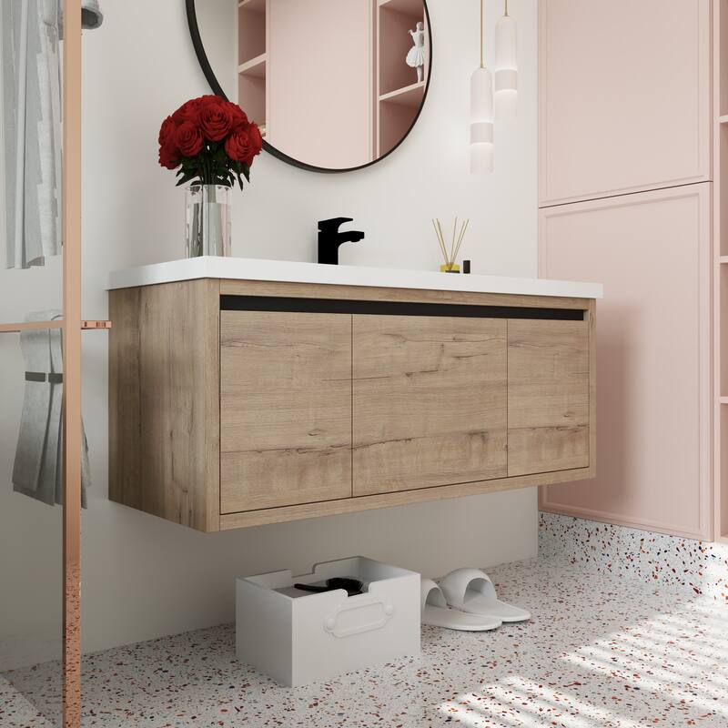 Beingnext 24"/30"/48" Bathroom Vanity with Sink, Floating Bathroom Vanity With Soft Close Door
