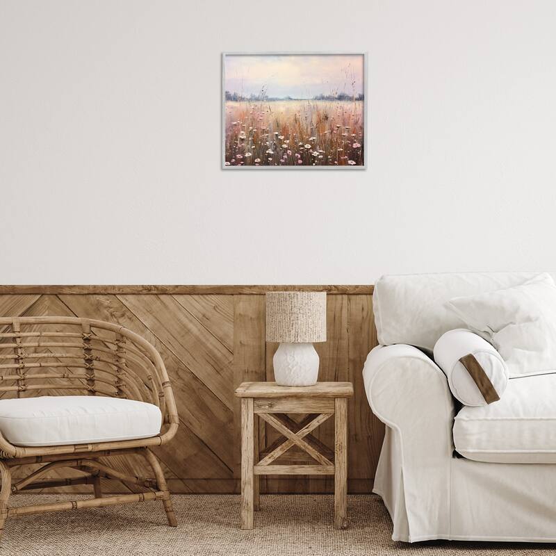 Stupell Neutral Tone Wildflower Field Framed Giclee Art Design By Arlington Prints