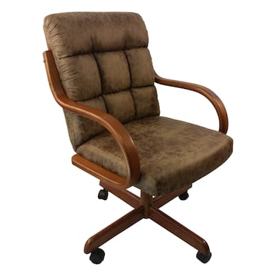 Caster Chair Company Bernard Caster Arm Chair in Rawhide Microsuede