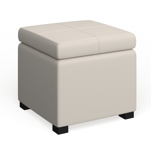 Cream leather footstool with storage sale