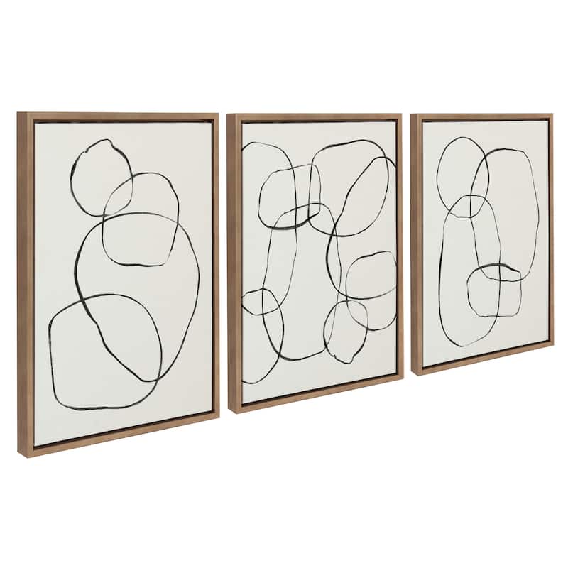 Kate and Laurel Sylvie Circles Framed Canvas by Teju Reval - Gold
