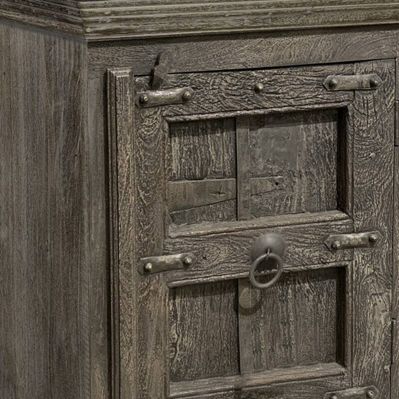 HomeRoots 36" Brown Solid Wood Distressed Nightstand