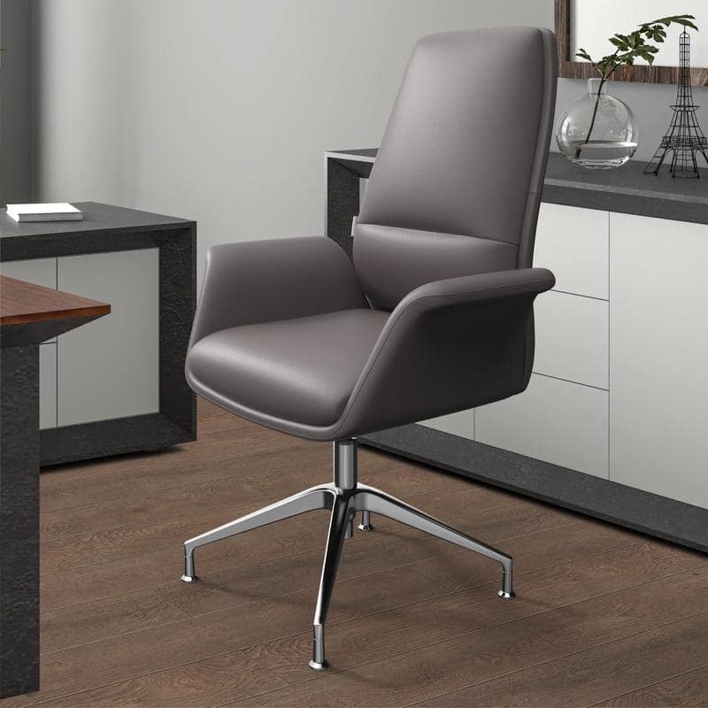 Summit Series Leather Office Chair with Aluminum Frame, Adjustable Height, Swivel, Sponge Cushion, Easy-Clean Design