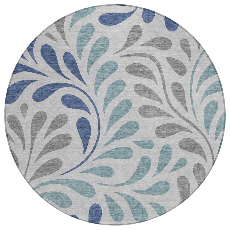 Machine Washable Indoor/ Outdoor Floral Arabesque Chantille Rug