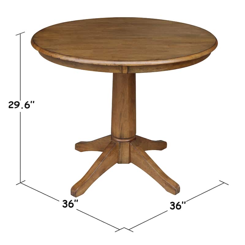 International Concepts Solid Wood 36" Round Pedestal Dining Table
