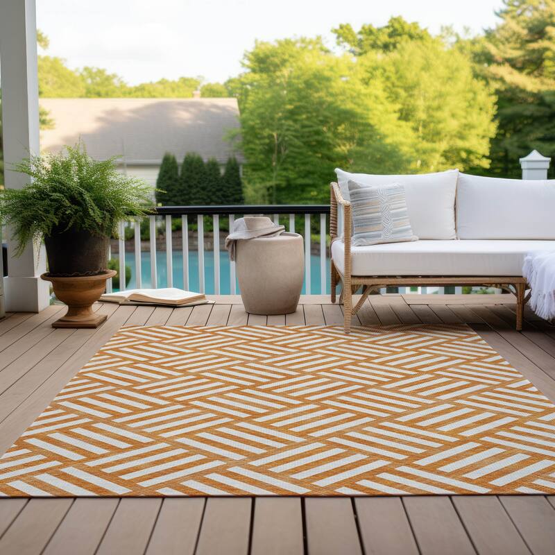 Machine Washable Indoor/ Outdoor Chantille Geo Modern Rug