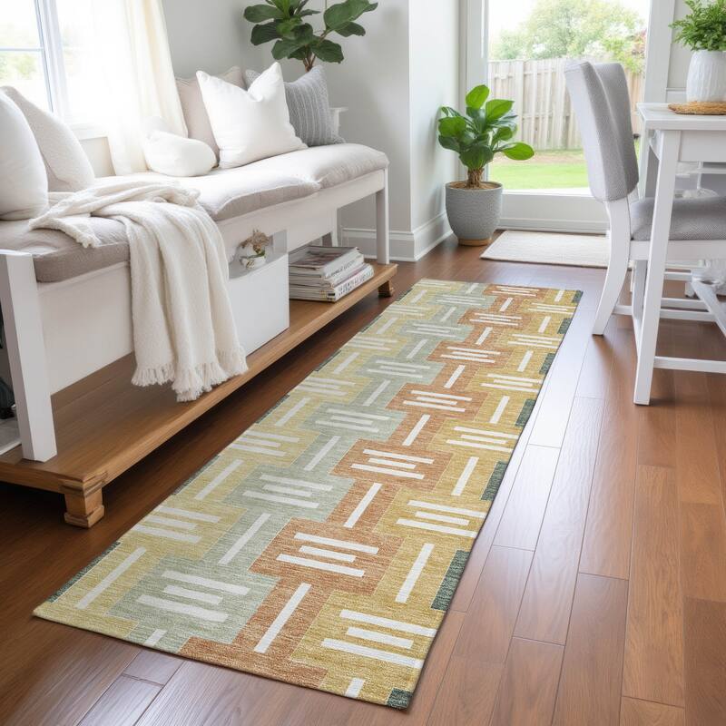 Machine Washable Indoor/ Outdoor Modern Wamego Chantille Rug