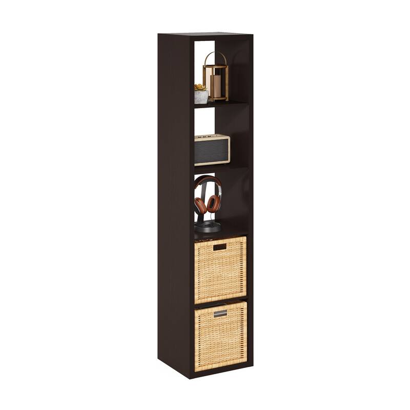 Furinno Cubicle Open Back Decorative Verticle Cube Storage Organizer, 5-Cube, White