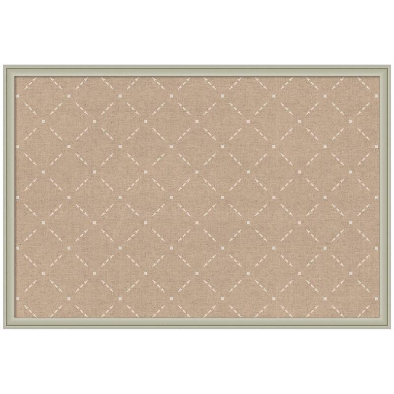 Kate and Laurel Pinboard Beige Lattice Pattern - 38x26 - Florence Silver