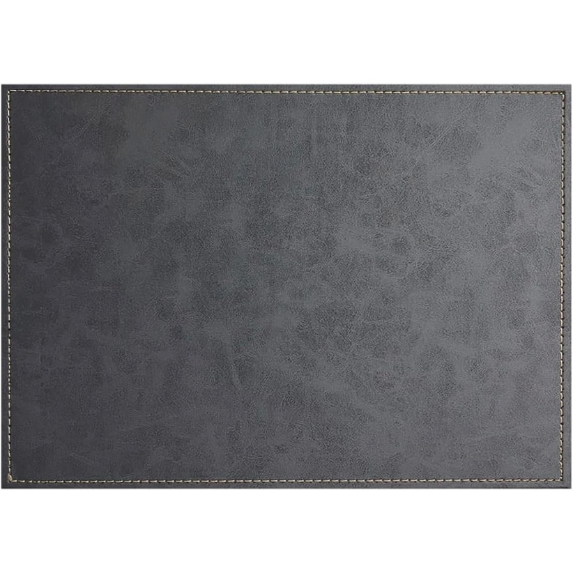 Gray Luxurious Vegan Faux Leather Placemats 4 Pack Look and Feel