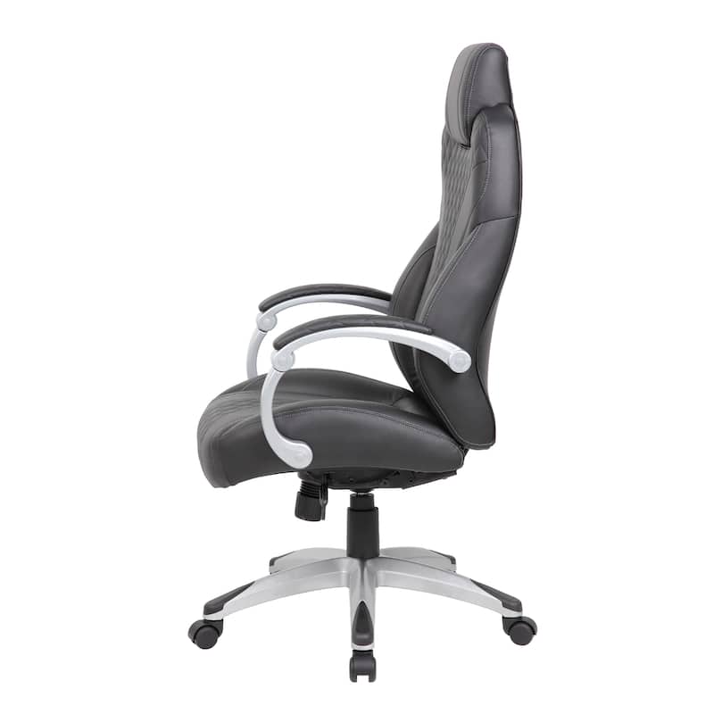 Kelly Rolling Executive Armchair, Black Stitched-Back Caressoftplus