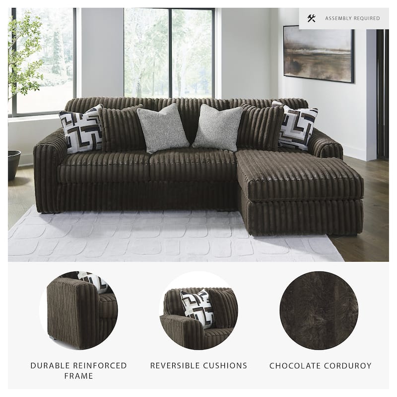 Signature Design by Ashley Midnight-madness Brown 2-Piece Sectional Sofa with Chaise - 120" W x 65" D x 40" H