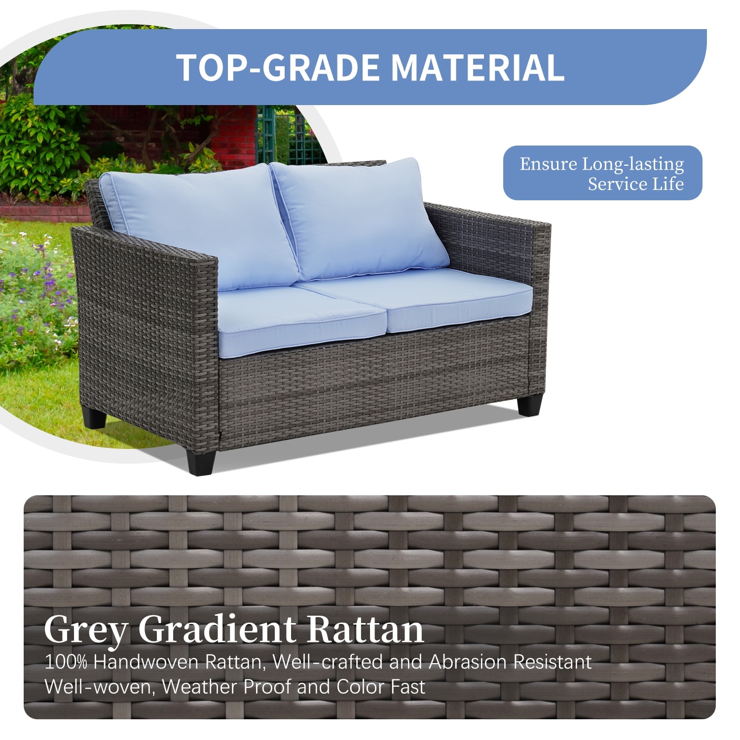 Ainfox Outdoor Patio Sofa Set Sectional Wicker Sofa Patio Furniture Rattan sofa Bed Bath Beyond 33363925