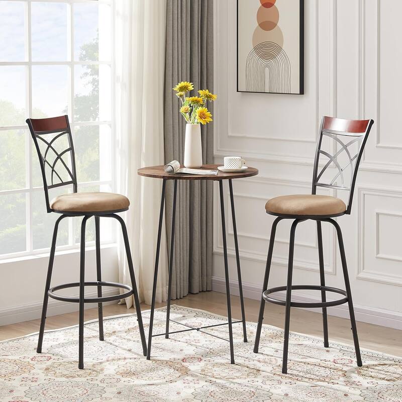 VECELO Counter Height Barstools Adjustable Bar Stools from 39.6-45.5Inch Upholstered Seat Swivel Barstool Set of 2/4/6