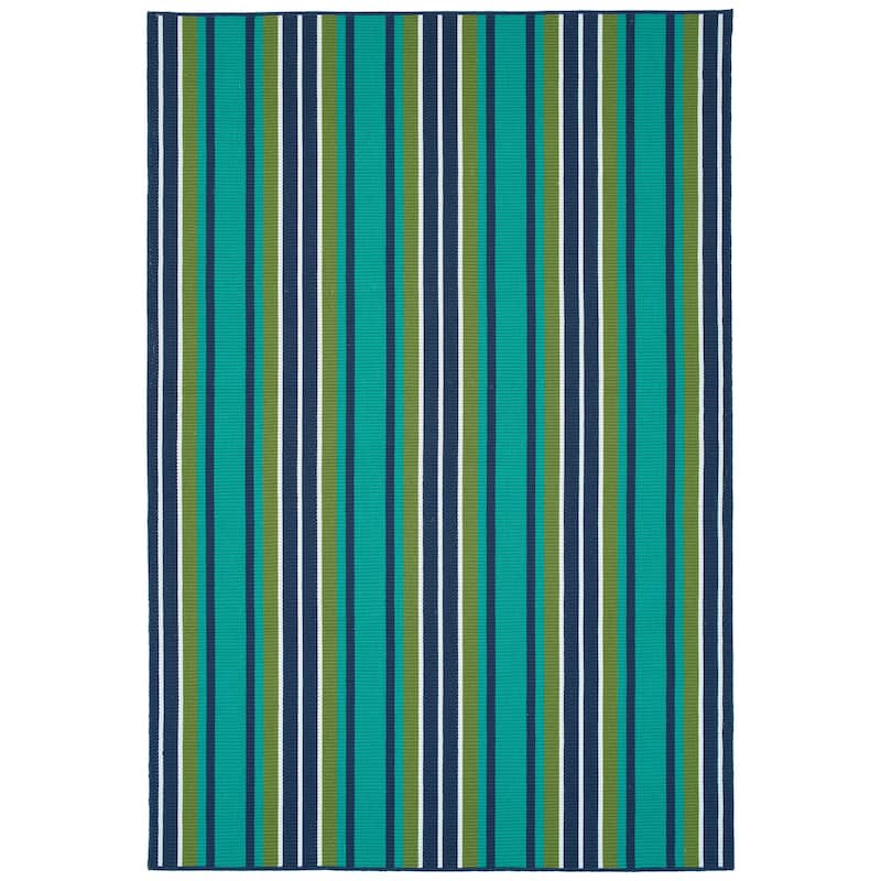 Voavah Teal Hand-Made Flatweave Indoor/Outdoor Area Rug - 4' x 6'