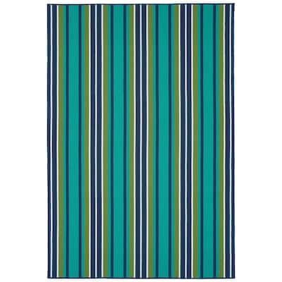 Voavah Teal Hand-Made Flatweave Indoor/Outdoor Area Rug