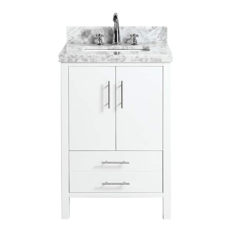 KitchenBathCollection California 24" Bathroom Vanity with Carrara Marble Top
