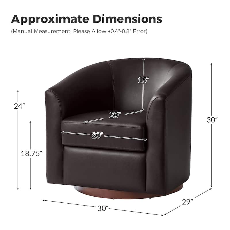 Haley Modern Swivel Barrel Faux Leather Chair with Solid Wood Base Set of 2 by HULALA HOME