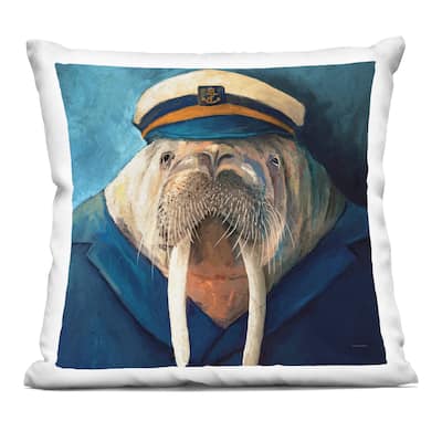 Stupell Sailor Captain Walrus Decorative Printed Throw Pillow Design by Kamdon Kreations